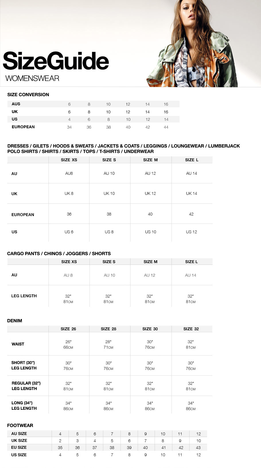 American Woman Size Chart To Uk