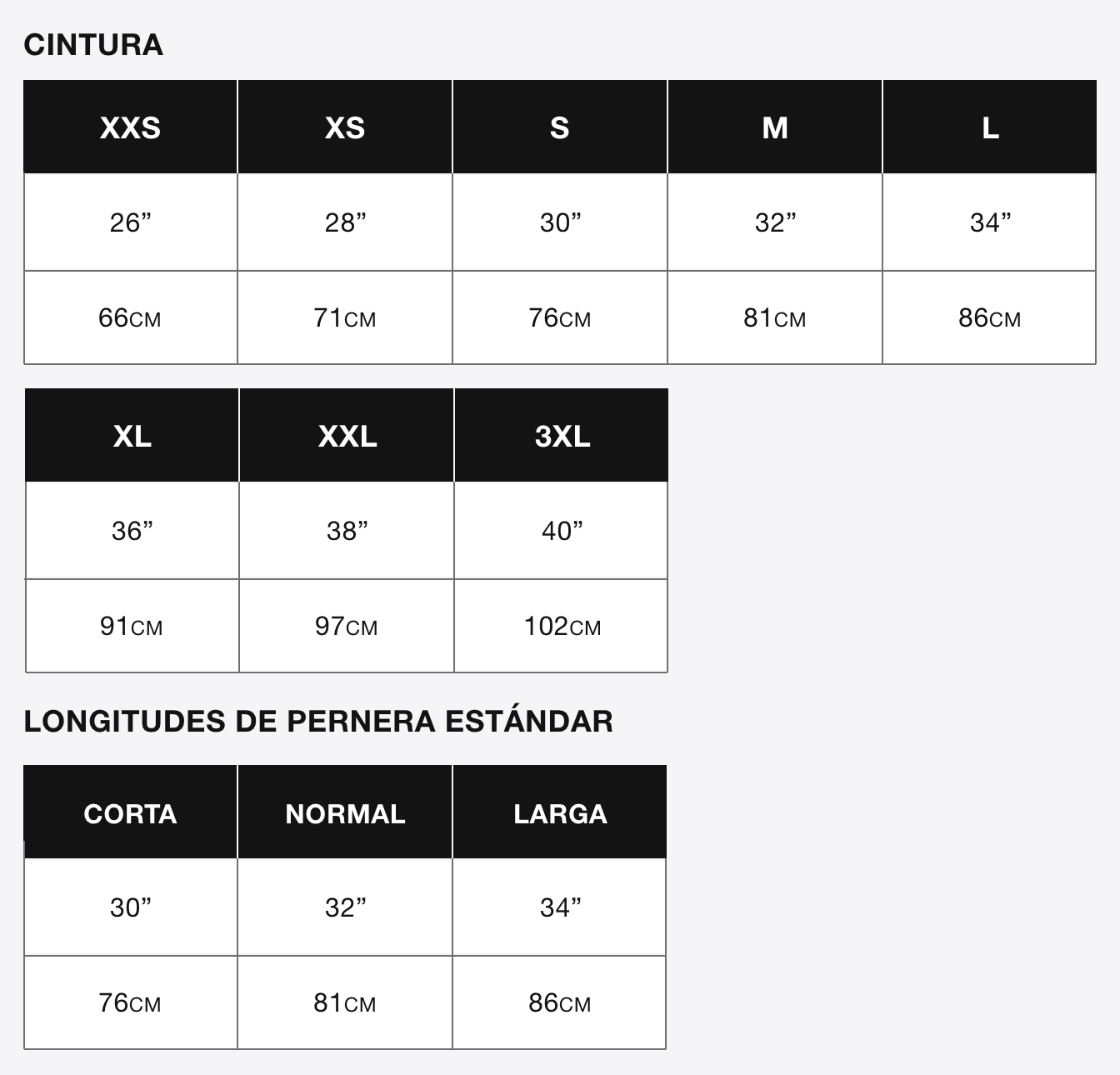 Superdry guía de tallas (Mobile)