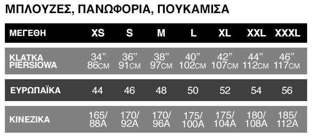 Superdry οδηγός μεγεθών (Mobile)