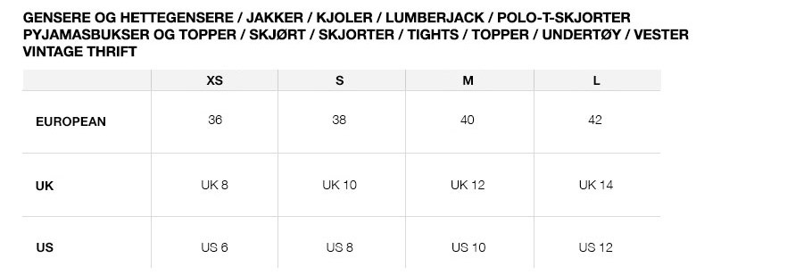 Superdry størrelsesguide